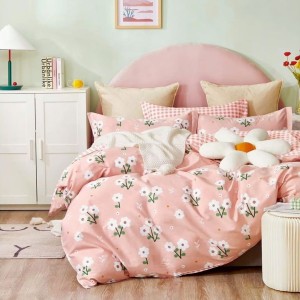 Lenjerie pat percale bumbac 100%, 1 persoana, Pucioasa, Floricele