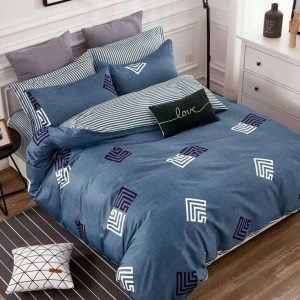 Lenjerie pat percale bumbac 100%, 1 persoana, Pucioasa, Frunze Blue