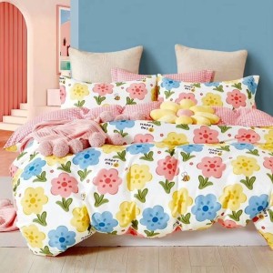 Lenjerie pat percale bumbac 100%, 1 persoana, Pucioasa, Happy Day