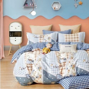 Lenjerie pat percale bumbac 100%, 1 persoana, Pucioasa, Iepuras PRC60