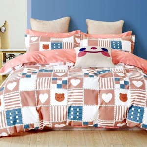 Lenjerie pat percale bumbac 100%, 1 persoana, Pucioasa, Patratele 1