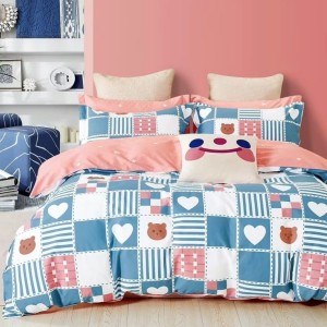 Lenjerie pat percale bumbac 100%, 1 persoana, Pucioasa, Patratele