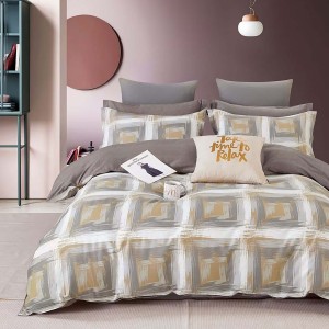 Lenjerie de pat percale cu model geometric abstract din bumbac 100%, set de 3 piese.
