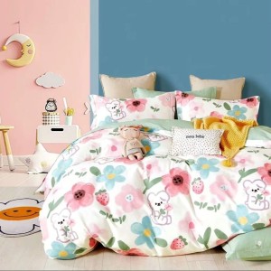 Lenjerie pat percale bumbac 100%, 1 persoana, Pucioasa, Ursulet PRC1