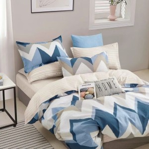 Lenjerie pat percale din bumbac 100%, 1 persoana, Pucioasa, Zig-Zag