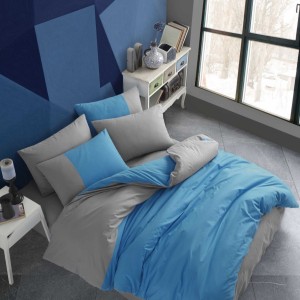 Lenjerie de pat cu design albastru și antracit, Diamond Blue Antracit, set de 4 piese