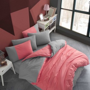 Lenjerie de pat cu design coral și antracit, Diamond Coral Antracit, set de 4 piese