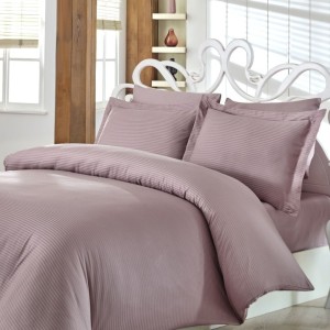 Lenjerie pat satin de lux family, 7 piese, Nazenin Home, Line Roz Antique