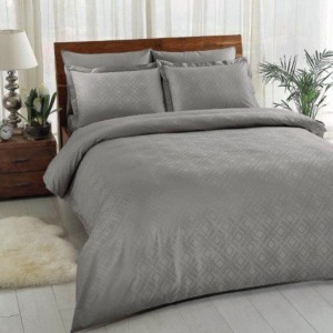 Lenjerie de pat TAC Jakar Vision Antracit, bumbac 100% satinat, design clasic jacquard, nuanțe antracit, set 6 piese.