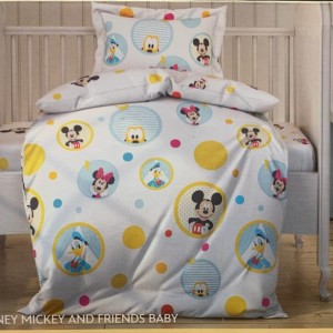 Lenjerie patut bebelusi bumbac 100%,Tac Disney Mickey and Friends