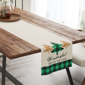 Napron Craciun 40x200cm, Club Cotton, Greeny cu bradut
