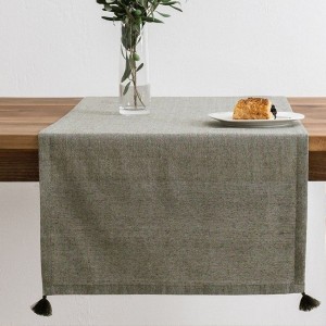 Napron masa 50x150cm verde cu ciucuri Selendi