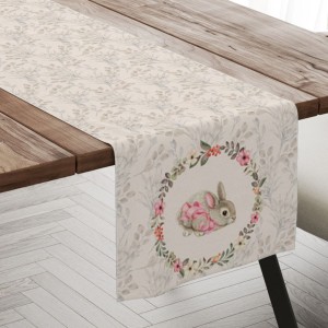 Napron Paste 40x200 cm bumbac 100%, model cu iepuraș și coroană florală – Club Cotton Cena