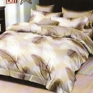 Lenjerie de pat cu pene bej și maro, ofertă lenjerii de pat 1+1 gratis.