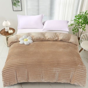 Patura cocolino Line 200x230cm maro, microfibra plusata dungi
