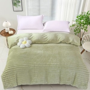 Patura cocolino Spot 200x230cm verde pal, microfibra plusata dungi.