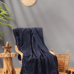 Patura de lux embosata 220x240cm, Cotton Box Bleumarin