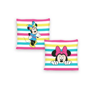 Pernuță decorativă Disney Minnie Mouse, 40x40cm, design cu dungi colorate și personaje Disney