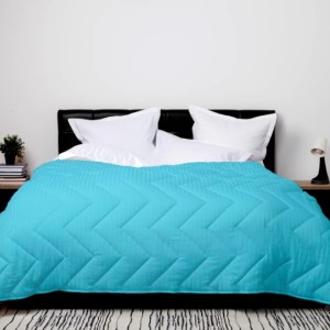 Pilota turcoaz lana 100% naturala Pucioasa 200x215 cm, fata damasc, confort si caldura pentru noptile reci de iarna