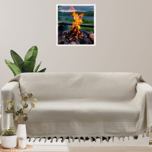 Pled cu ciucuri din bumbac 180x220cm, Alegra bej/ alb