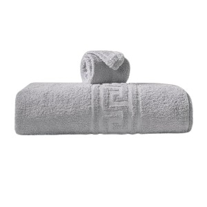 Prosop bumbac 100% gri cu bordura greceasca 30x50 cm