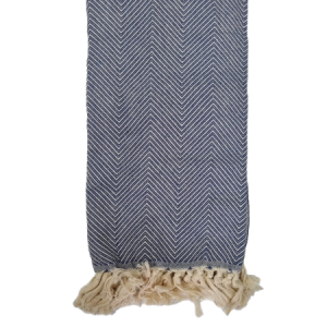 Prosop plaja cu franjuri, bumbac 100%, 100 X 180 cm, Ajda Blue