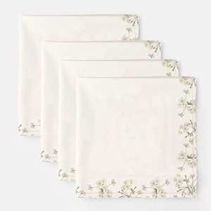 Șervet de masă din bumbac 45x45cm, set 4 bucăți, model YoYo cu flori de mar, decor festiv pentru masa de Paște