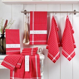 Set 10 prosoape bucatarie bumbac 100%, Kup Rosu