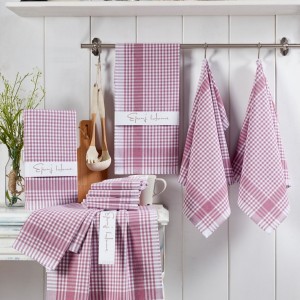 Set 10 prosoape bucatarie bumbac 100%, Potikareli Roz Prafuit