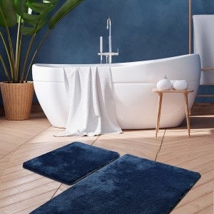Set 2 covorase baie antiderapante Havai Albastru – Alessia Home