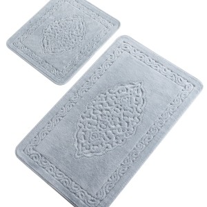 Set 2 covorase baie bumbac Alessia Home Elite Blue, model embosat