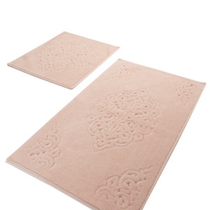 Set 2 covorase baie bumbac, Alessia Home, Ottoman Roz Pudra