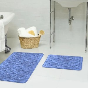 Set 2 covorase baie bumbac, Tropik Home, Geometric Albastru