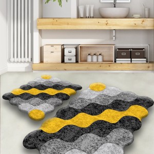 Set 2 covorase baie dreptunghiulare, Chilai Home, Circle Yellow