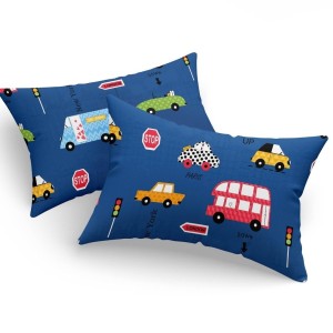 Set fete de perna 50x70 cm policoton Masini cu model urban si vehicule colorate
