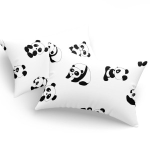 Set fete de perna 50x70 cm policoton Panda Alb cu imprimeu jucaus de ursuleti