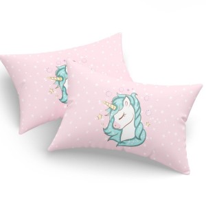 Set fete de perna 50x70 cm policoton Unicorn cu design magic pe fundal roz