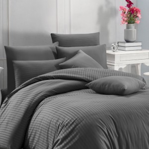 Set 2 fete perna bumbac satinat50x70cm,Nazenin Home,Line Antracit