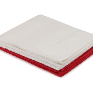 Set 2 prosoape 50x90cm bumbac 100%, BHPC, 404 Alb/Rosu