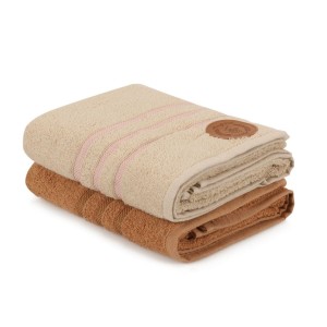 Set 2 prosoape 50x90cm bumbac 100%, BHPC, 411 Bej, Maro
