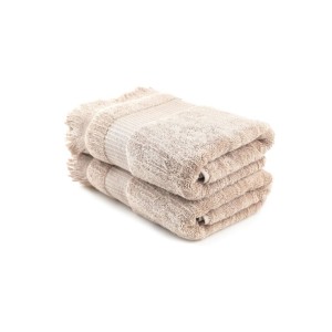 Set 2 prosoape 50x90cm bumbac 100% cu franjuri, Hobby Home, Zeus maro deschis
