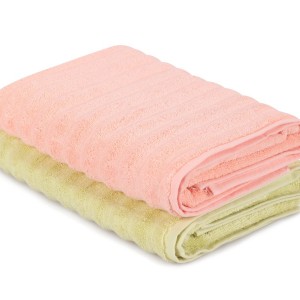 Set 2 prosoape 70x140cm bumbac 100%, BHPC, 406 Verde/Roz