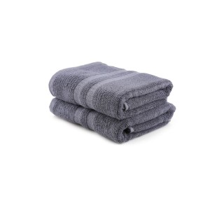 Set 2 prosoape Ayliz gri antracit 75x150cm bambus si bumbac, moi si pufoase