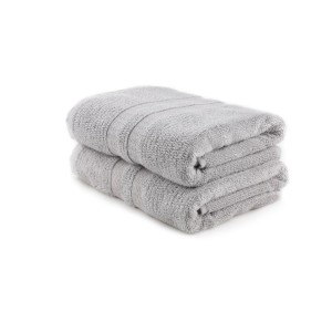 Set 2 prosoape Ayliz gri deschis 75x150cm bambus si bumbac, moi si pufoase