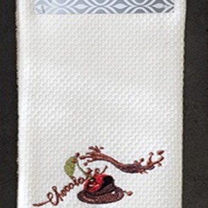 Set 2 prosoape bucatarie bumbac 100% cu broderie, Ciocolata