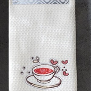 Set 2 prosoape bucatarie bumbac 100% cu broderie, Inimioare