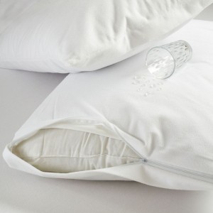 protectii impermeabile albe perna 50x70cm din bumbac cu fermoar