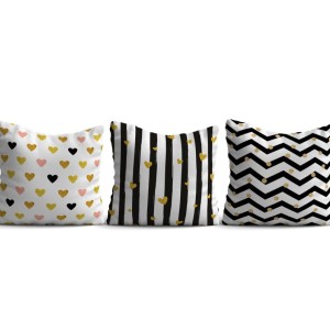 Set 3 fete perna decorative 43x43cm, Geometric and Love