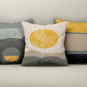 Set 3 fete perna decorative 43x43 cm cu design Abstract in tonuri pamantii pentru un decor modern