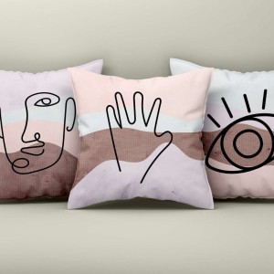Set 3 fete perna decorative 43x43cm, Design Abstract Pastel